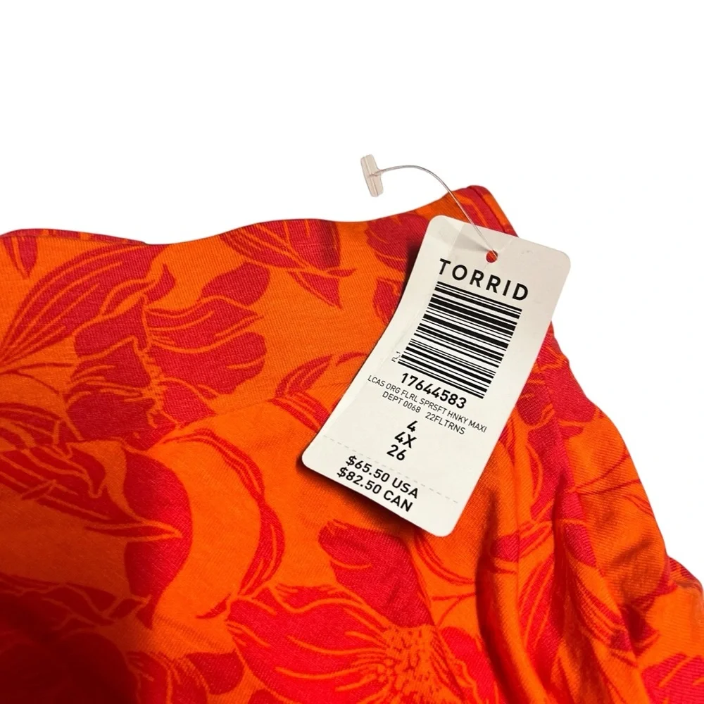 Torrid Women’s Super Soft Asymmetrical Orange Floral Skirt Sz. 4X - Picture 3 of 4